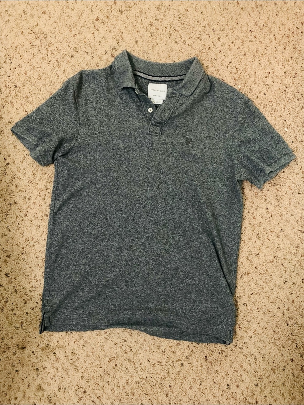 American Eagle Outfitters Men's Heather Charcoal Polo